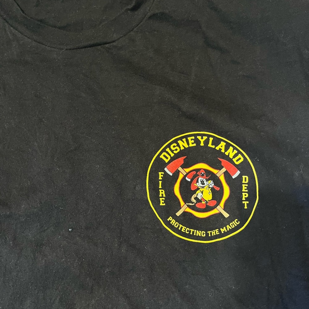 Disneyland Fire Dept Mickey Graphic Tee - Black with Yellow & Red - Picture 3 of 3